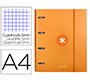 Carpeta con recambio antartik a4 cuadro 5mm forrada 4 anillas 40mm redondas con solapa color mostaza