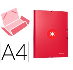 Carpeta antartik gomas tres solapas carton forrado a4 color frambuesa