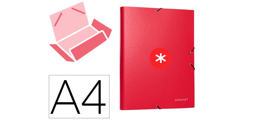 Carpeta antartik gomas tres solapas carton forrado a4 color frambuesa