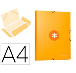 Carpeta antartik gomas tres solapas carton forrado a4 color mostaza