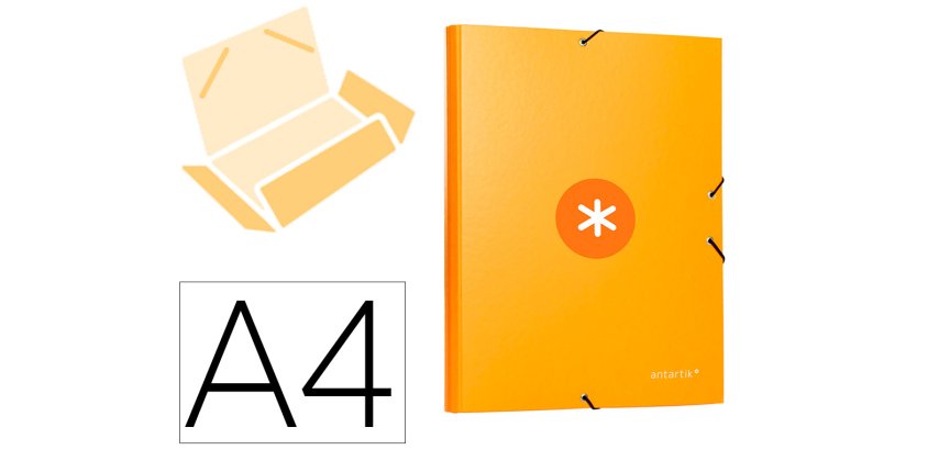 Carpeta antartik gomas tres solapas carton forrado a4 color mostaza