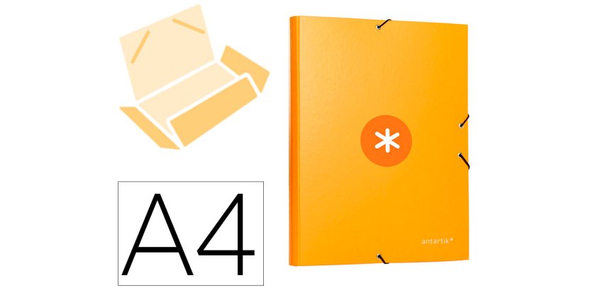 Carpeta antartik gomas tres solapas carton forrado a4 color mostaza