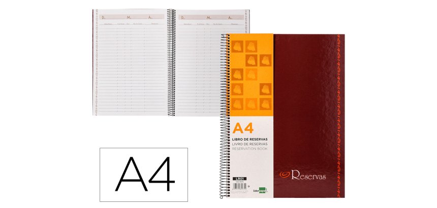 Libro de reservas liderpapel espiral din a4 restaurante 80 hojas papel 80 gr