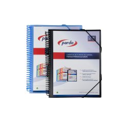 Carpeta pardo escaparate polipropileno espiral 80 fundas personalizable color azul