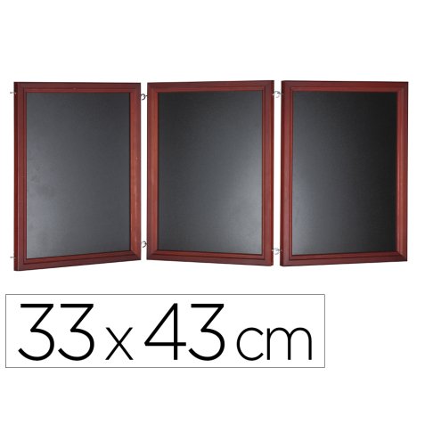Pizarra negra liderpapel para hosteleria mural madera con superficie para rotuladores tipo tiza 33x43cm pack de 3