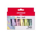 Pintura acrilica amsterdam 20 ml caja de 6 colores surtidos pastel