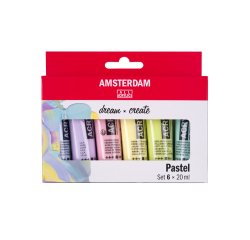 Pintura acrilica amsterdam 20 ml caja de 6 colores surtidos pastel