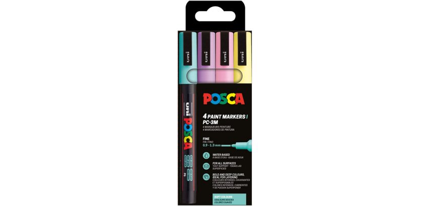 Rotulador uni posca pc-3m/4c estuche de 4 unidades colores pastel surtidos