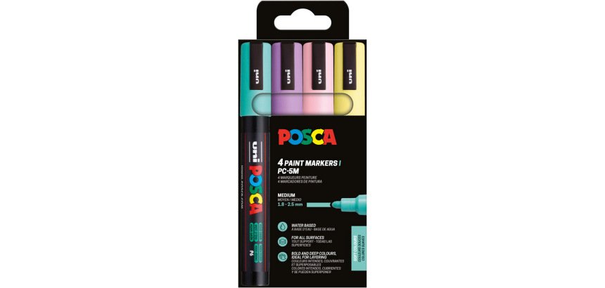 Rotulador uni posca pc-5m/4c estuche de 4 unidades colores pastel surtidos