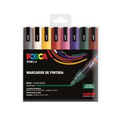Rotulador uni posca pc-5m/8c estuche de 8 unidades colores oscuros surtidos