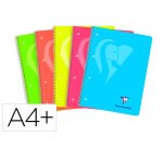 Cuaderno espiral clairefontain e din a4+ 120 hojas 90 g tapa plastico microperforado cuadro 5 mm colores surtidos