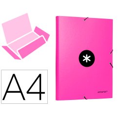Carpeta antartik gomas tres solapas carton forrado a4 color rosa