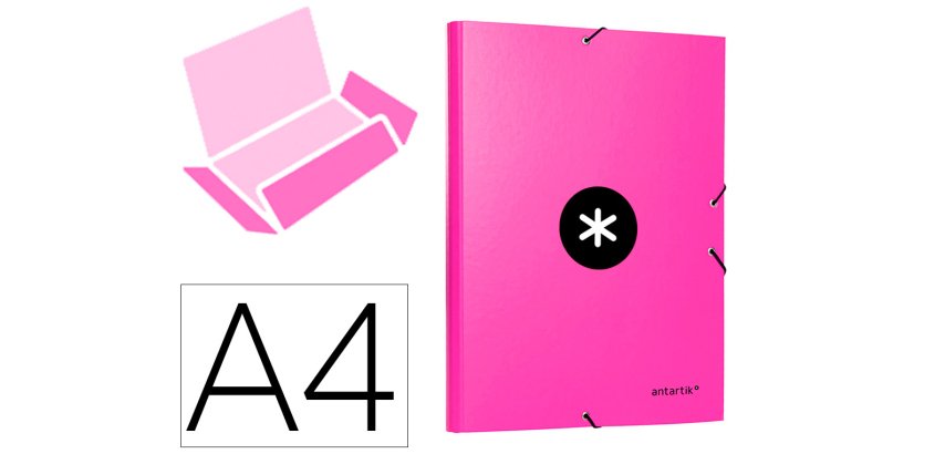Carpeta antartik gomas tres solapas carton forrado a4 color rosa
