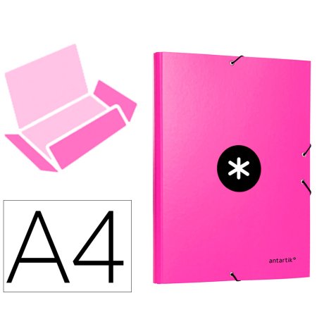 Carpeta antartik gomas tres solapas carton forrado a4 color rosa