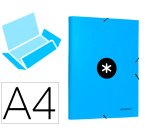 Carpeta antartik gomas tres solapas carton forrado a4 color azul