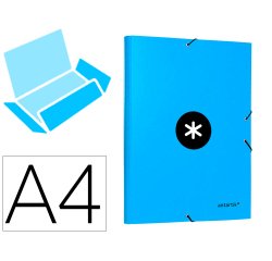 Carpeta antartik gomas tres solapas carton forrado a4 color azul