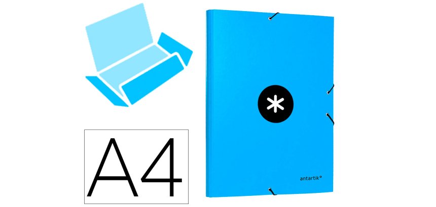 Carpeta antartik gomas tres solapas carton forrado a4 color azul