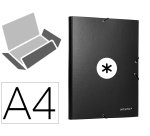 Carpeta antartik gomas tres solapas carton forrado color negro