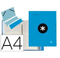 Carpeta liderpapel antartik clasificadora a4 12 departamentos gomas carton forrado color azul