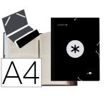 Carpeta antartik clasificadora a4 12 departamentos gomas carton forrado color negro