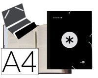 Carpeta antartik clasificadora a4 12 departamentos gomas carton forrado color negro