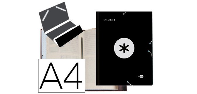 Carpeta antartik clasificadora a4 12 departamentos gomas carton forrado color negro