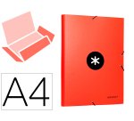 Carpeta antartik gomas tres solapas carton forrado a4 color rojo
