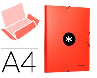 Carpeta antartik gomas tres solapas carton forrado a4 color rojo