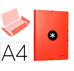 Carpeta antartik gomas tres solapas carton forrado a4 color rojo