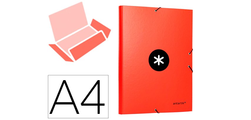Carpeta antartik gomas tres solapas carton forrado a4 color rojo