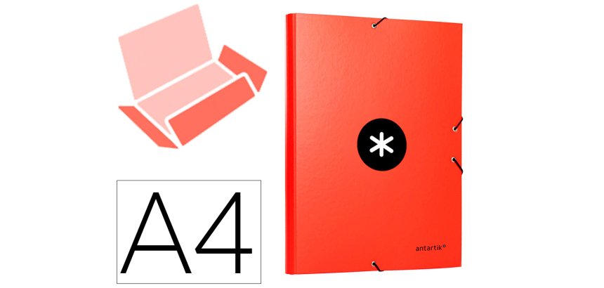 Carpeta antartik gomas tres solapas carton forrado a4 color rojo