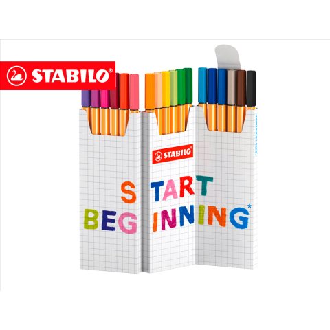 Rotulador stabilo punta de fibra point 88 zi-zag estuche de 18 unidades colores surtidos