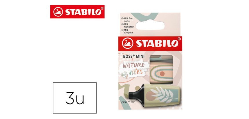 Rotulador stabilo boss mini naturevibes estuche de 3 unidades colores surtidos