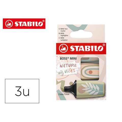 Rotulador stabilo boss mini naturevibes estuche de 3 unidades colores surtidos