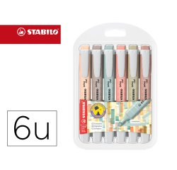 Rotulador stabilo fluorescente swing cool nature colors estuche de 6 unidades colores surtidos