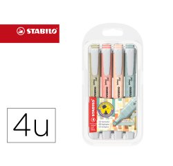 Rotulador stabilo fluorescente swing cool nature colors estuche de 4 unidades colores surtidos