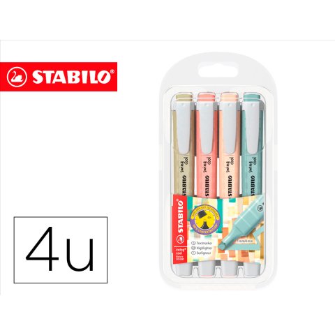 Rotulador stabilo fluorescente swing cool nature colors estuche de 4 unidades colores surtidos