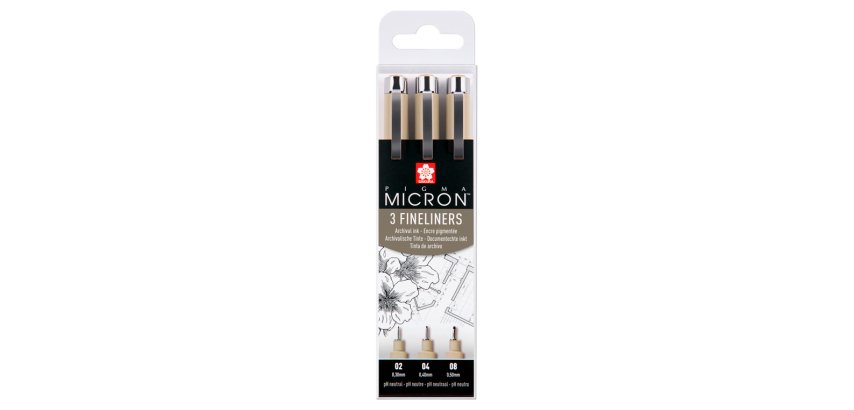 Rotulador sakura pigma micron negro estuche de 3 unidades graduación 2,4,8