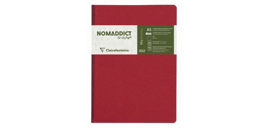 Libreta cosida clairefontaine 14,8x21 cm 96 hojas age-bag liso rojo
