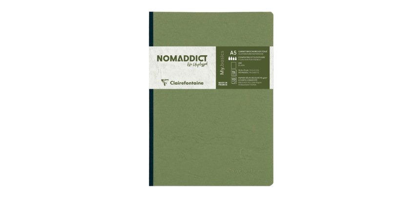 Libreta cosida clairefontaine 14,8x21 cm 96 hojas age-bag liso verde