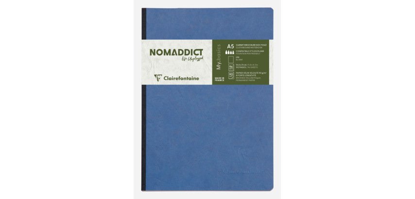 Libreta cosida clairefontaine 14,8x21 cm 96 hojas age-bag liso azul