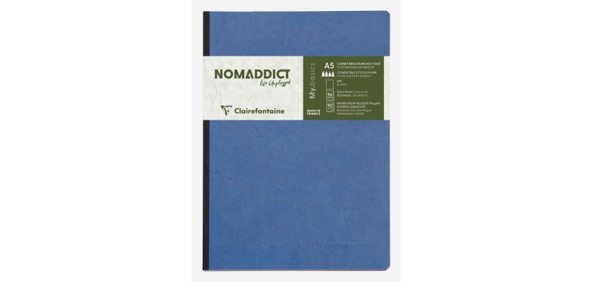 Libreta cosida clairefontaine 14,8x21 cm 96 hojas age-bag liso azul