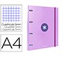 Carpeta con recambio antartik a4 cuadro 5mm forrada 4 anillas 25mm redondas color lavanda
