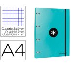 Carpeta con recambio antartik a4 cuadro 5mm forrada 4 anillas 25mm redondas color menta