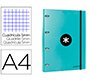 Carpeta con recambio antartik a4 cuadro 5mm forrada 4 anillas 25mm redondas color menta
