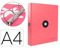 Carpeta 4 anillas 40 mm mixtas antartik a4 forrada color coral