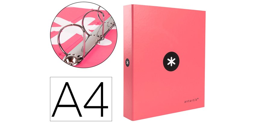 Carpeta 4 anillas 40 mm mixtas antartik a4 forrada color coral