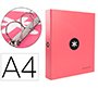 Carpeta 4 anillas 40 mm mixtas antartik a4 forrada color coral