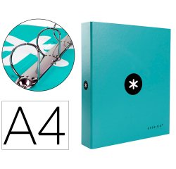 Carpeta 4 anillas 40 mm mixtas antartik a4 forrada color menta