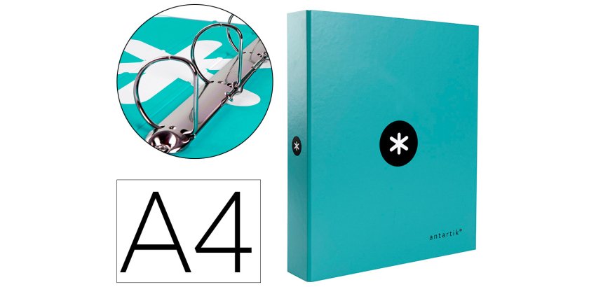 Carpeta 4 anillas 40 mm mixtas antartik a4 forrada color menta